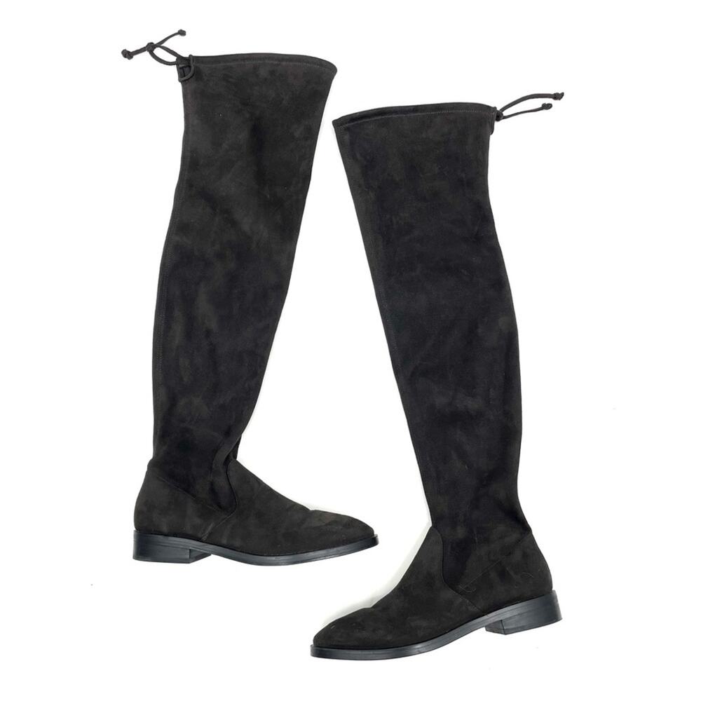 Stuart Weitzman Dark Gray Suede Lowland Over The Knee Flat Boots